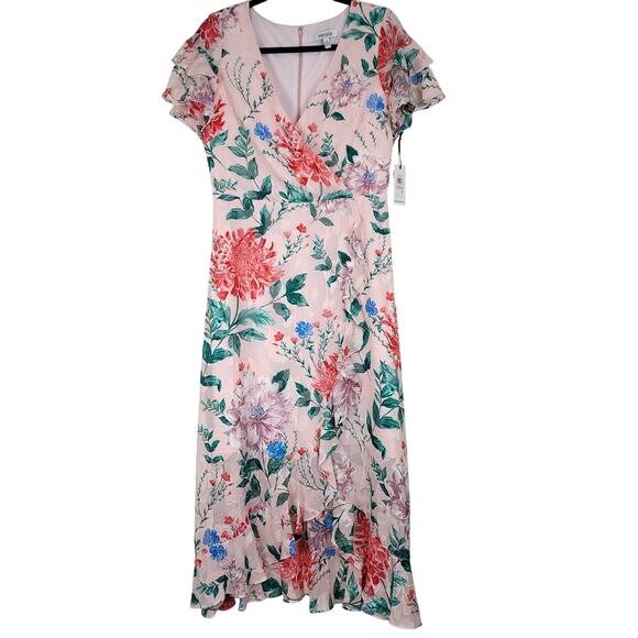 Kensie Floral High-Low Maxi Dress in Blush Size 10, NWT - Picture 2 of 14